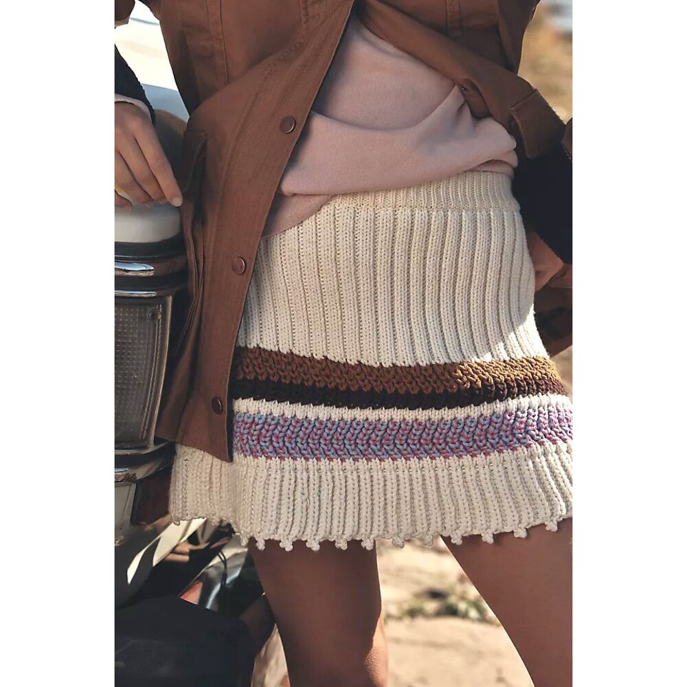 Anthropologie Maeve Knit Mini Skirt size XL NWT Striped A-Line Apres Ski Holiday